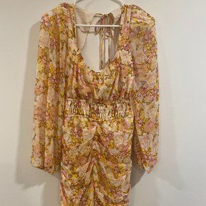 ASTR the Label Smocked Waist Long Sleeve Minidress Size S